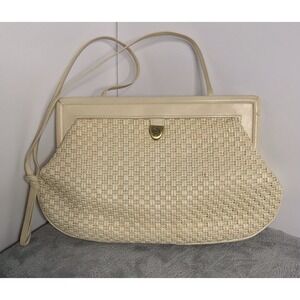 Vintage Etienne Aigner Crossbody Woven Soft Close Ivory Cream‎ Shoulder Purse
